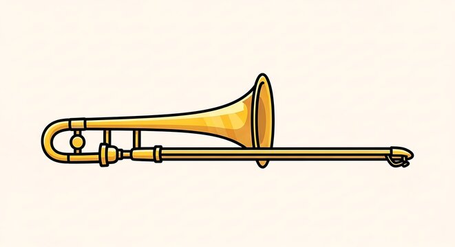Brass Trumpet Musical Instrument Drawing.