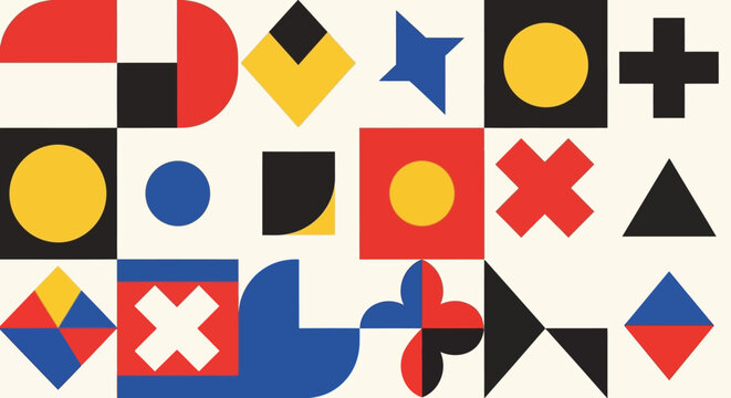 Geometric Patterns, Abstract Shapes, Bauhaus Style, Mid-Century Modern Design