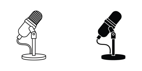 Two microphones on stands side by side illustration © Kalam
