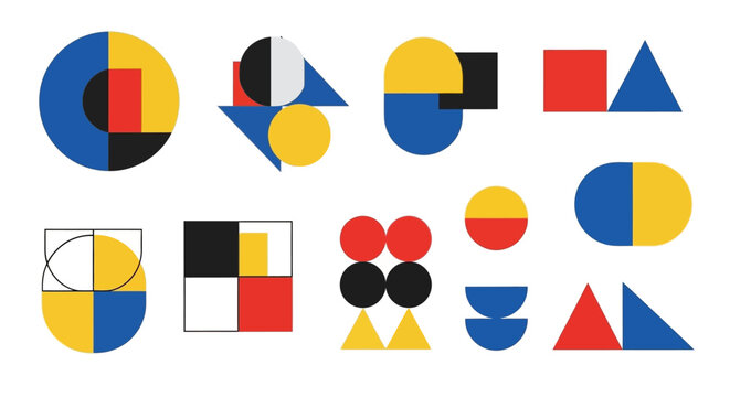 Abstract Geometric Shapes, Primary Colors, Modern Design