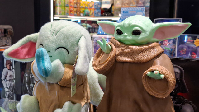 Cute Grogu Baby Yoda plush toy and collectible action figure on May 18, 2026 in Bangkok, Thailand.