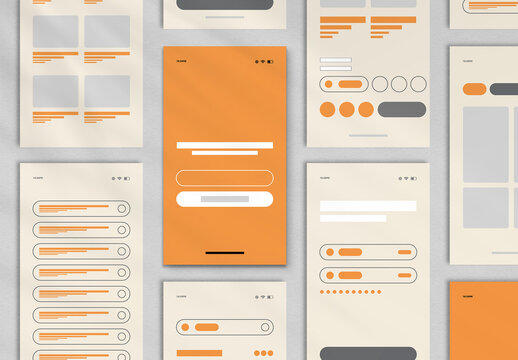 Minimal Mobile App Wireframe UI Kit With Modern Smartphone Screen Layouts