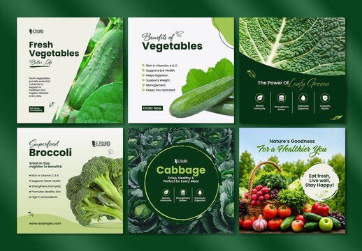 Fresh Organic Vegetables Social Media Post Food Promotion