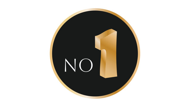 number one winner badge icon with gold ranking emblem and premium achievement award design