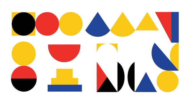 Geometric Shapes Design: Abstract Composition of Primary Colors