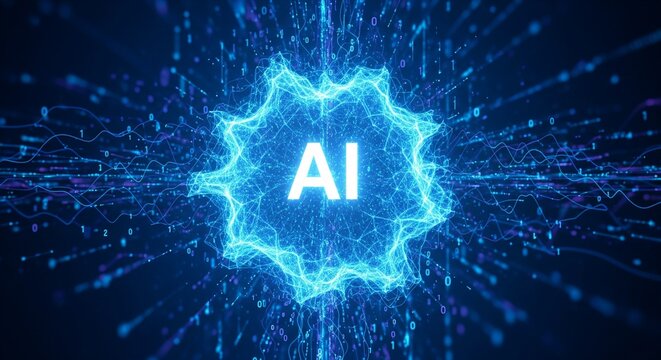 AI Artificial Intelligence Digital Brain Network 3D Render Typography Illustration Futuristic Technology Concept for Global Innovation and Data Science