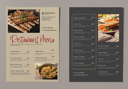 Restaurant Menu Template Layout