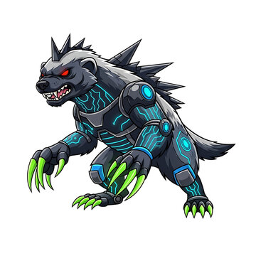 Pixel art style monster creature with glowing blue skin and sharp green claws standing in a fighting pose