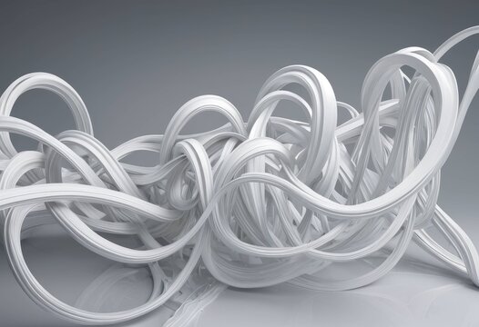3D abstract background graphic with tangled white complex curves