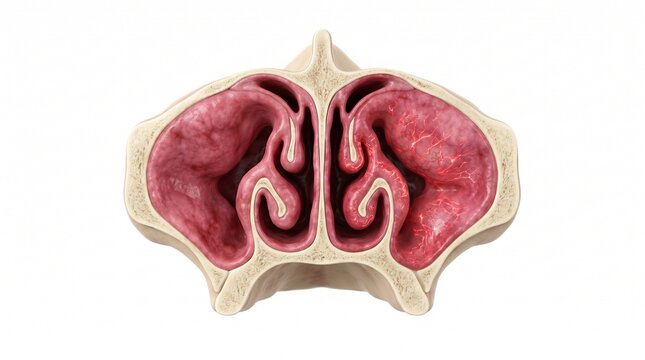 3D Cross-Section of Nasal Mucosa Inflammation and Vascular Congestion