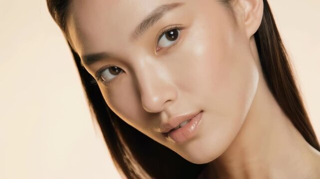 Asian woman with smooth skin care.