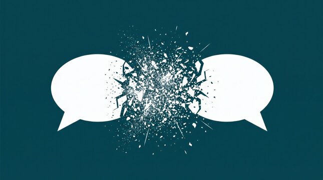 Conceptual illustration of broken communication and conflict between two parties.