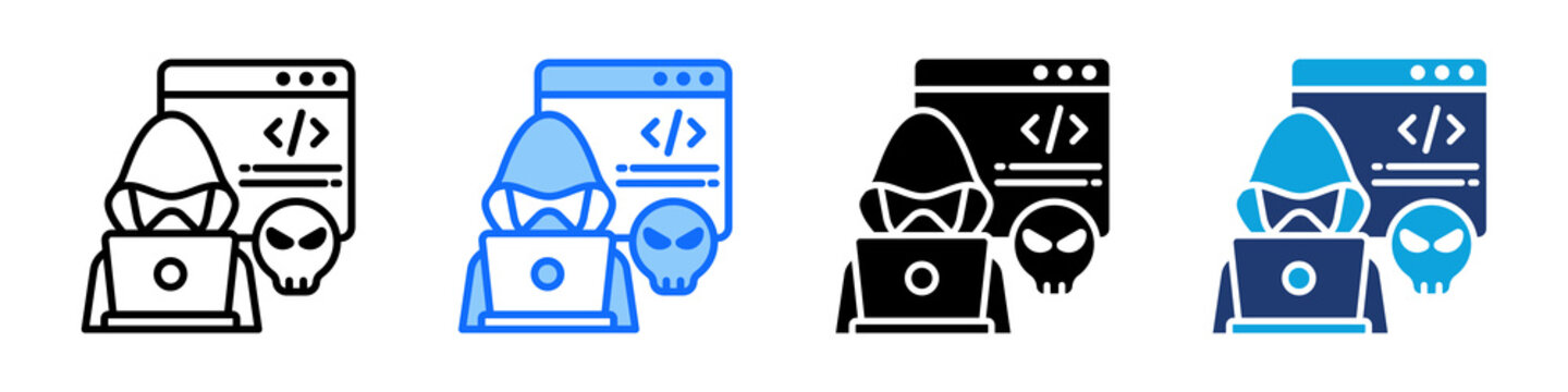 Cyber Criminals Icon Set Multi Style Vector Illustration
