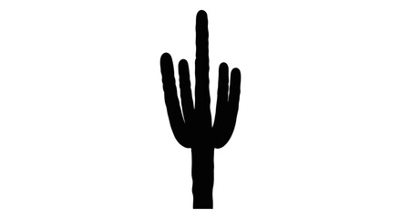 Fototapeta premium Cactus Silhouette Isolated on White Background.