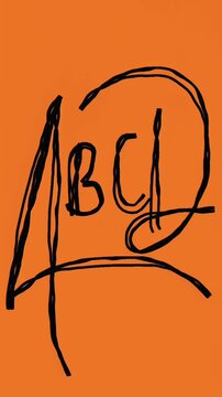 ⁠Vertical Video Backgrounds with Abstract Orange Motion Texture and Hand Drawn Grunge ABCD Typography Loop⁠
