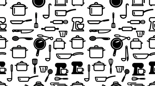Kitchen Utensils and Cooking Pots.
