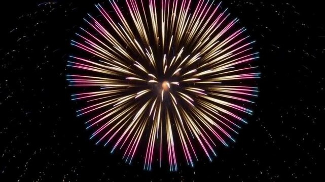 Vibrant Fireworks Display for Celebration and Festivals, Stunning Explosive Fireworks Burst Against Dark Night Sky