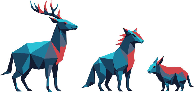 Geometric Deer, Horse, Donkey Silhouette