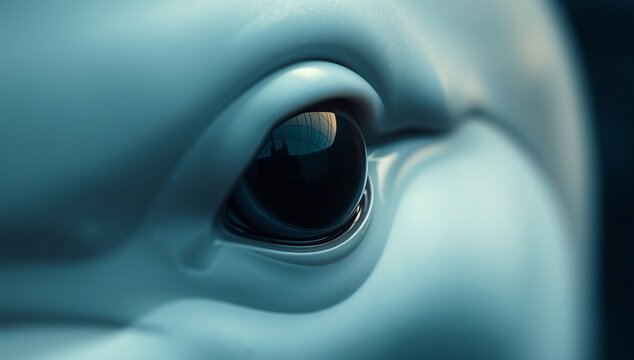 Close Up Macro Shot of a Dolphin Eye Reflecting Light.