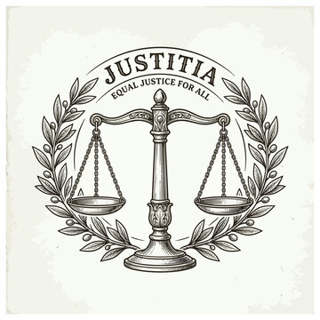 Justitia Scales of Justice Symbol.