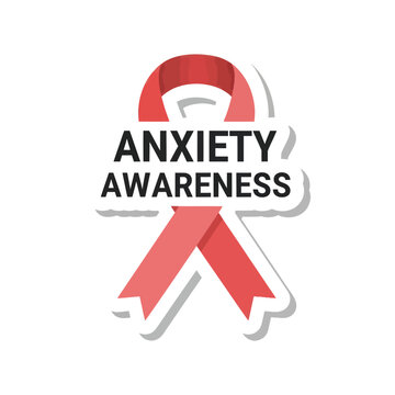 Red Anxiety Awareness Ribbon Symbol.