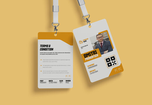 Modern Corporate ID Card Badge Design with Lanyard Template