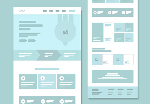 Modern Website Wireframe Landing Page UI Kit Template Design