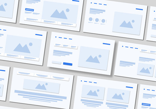Modern Website Wireframe UI Kit with Minimal Landing Page Layout Templates