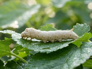 Fototapeta premium Silkworm in different 