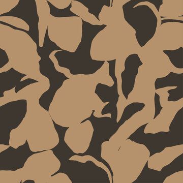 Vector abstract flower and leaf illustration seamless repeat pattern