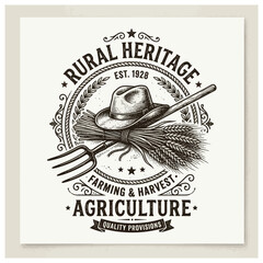 Vintage Agriculture Farm Emblem. © penguasa