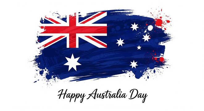 Australian flag grunge brush stroke background for Happy Australia Day celebration.