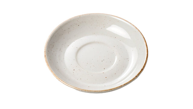 Clean empty round white ceramic dinner plate top view on transparent background