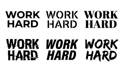 Obraz premium Work hard motivational phrases in different vector typography designs