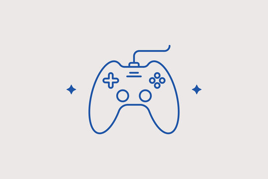 Classic video game controller line icon for console gaming for wireless gamepad retail. Professional vector illustration for multiplayer setup pages, game system menus, or digital stores.