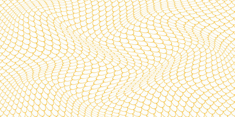 simple golden color fish scale wave pattern vector for banner poster background. © kowsar
