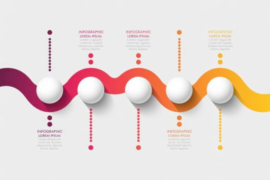 Abstract wave timeline infographic design elements isolated on white background
