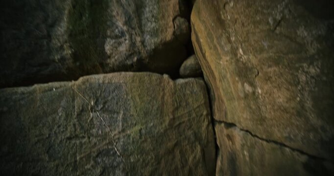 Inside of stone hut - steady cam shot