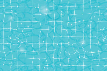 Obraz premium Blue tiled pool water surface light refraction texture for summer background, resort cards design and tropical branding.