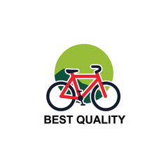 Fototapeta premium Red bicycle logo with green background.