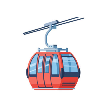 Red Cable Car Transportation Vehicle.