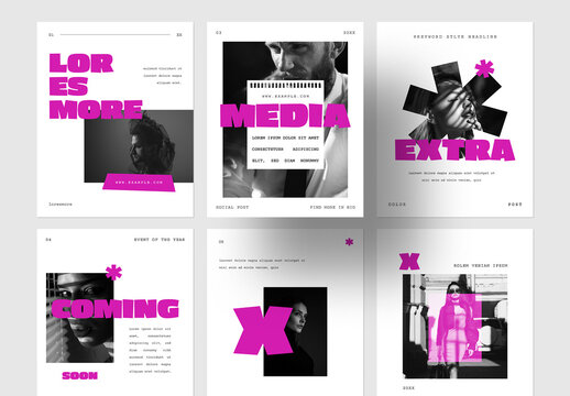 Creative Social Media Posts with Pink Accent