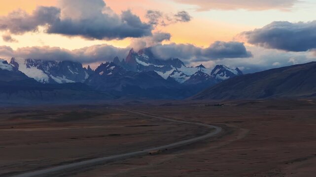 Mount Fitz Roy above Patagonian plains, Argentina