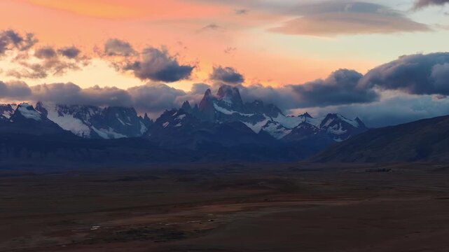 Mount Fitz Roy above Patagonian plains, Argentina