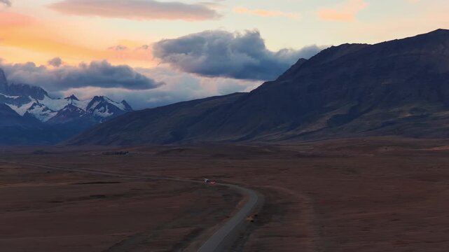 Mount Fitz Roy above Patagonian plains, Argentina