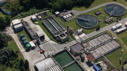 Fototapeta premium Wastewater Treatment Plant San Giuliano Aerial View