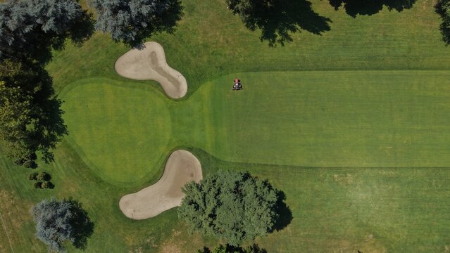 olf Course Maintenance Machinery Working From Above