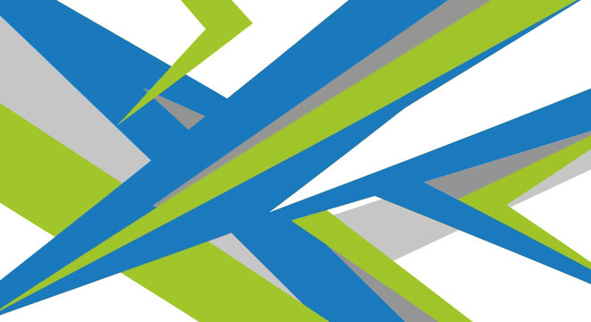Abstract Blue Green Gray Geometric Shapes Over White Background