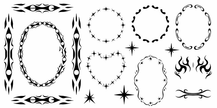 tribal flame borders black and white vector