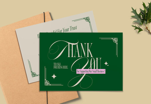 Elegant Vintage Thank You Card Template With Luxury Typography And Minimal Branding